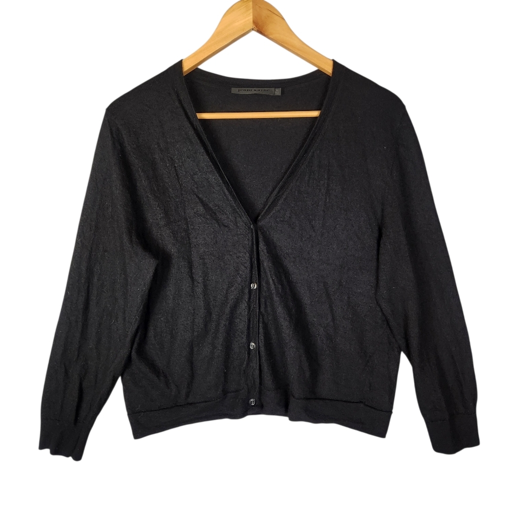 Jenni Kayne 100% Cashmere Cardgian Size XL Black‎ V-neck